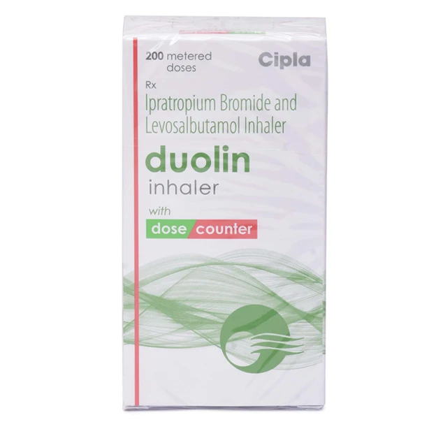 Duolin Inhaler 50 mcg + 20 mcg with Levosalbutamol (50mcg), Ipratropium (20mcg)